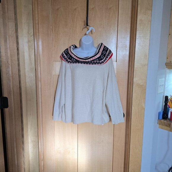 Festive Reindeer & Snowflake Knitted Sweater wool blend soft warm cottagecore - Picture 1 of 8